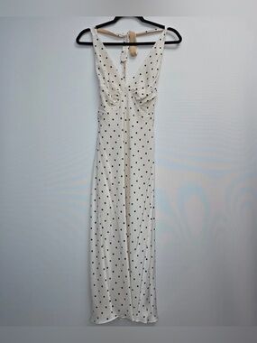 Realisation Par Sadie Midi V Neck Halter Dress Petite Spot White Polka Dot Small